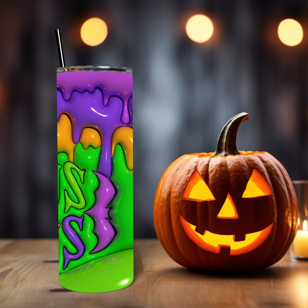 3D Inflated Hocus Pocus Halloween 20 oz Skinny Straight Tumbler - Picture 4 of 4